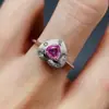 Anillo de Zafiro Rosa Natural Transfronterizo Accesorios para Mujer Nicho Alta Gama Joyería de Plata 925 5*5 Joyería Venta Directa de Fábrica