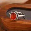 Anel Prata Charm S925 Prata Esterlina Incrustado com Ágata Vermelha do Sul Natural e Jade Hetian, Anel Versátil Simples Retro Fashion