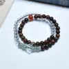 Pulseira de Fio Único de Jacarandá Preto Natural com Contas Espaçadoras de Bambu de Jade, Contas de Oração Budistas, Joia Elegante Feminina