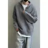 Cardigan de Tricô Vermelho com Capuz Novo para Ano Novo de Primavera Jaqueta Masculina com Zíper Casual Casaco Suéter Solto para Homens