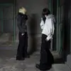 Moda Outono Nova Punk Dark Street Moletom com Capuz Gola de Pele Lavada Exportação Europeia e Americana Roupas