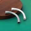 Tubo Curvo Cepillado de Plata Hecho a Mano Plata de Ley S925 Tubo de Plata Asimétrico Cepillado Retro Accesorios para Pulsera de Cristal DIY