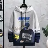 Sudadera con capucha para hombre de primavera y otoño, corte holgado casual, camiseta de manga larga con estampado de color degradado, top casual versátil para estudiantes
