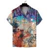 Camisa hawaiana informal de manga corta con solapa y estampado 3D para hombre, de comercio exterior transfronterizo europeo y americano, de verano