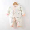 Mono Acolchado para Bebé Otoño/Invierno 40g Recién Nacido Algodón Puro Sin Etiquetas Ropa de Mariposa Manga Larga Engrosado Cálido Ropa de Monje