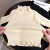 Suéter Infantil 2025 Moda Outono e Inverno Top de Bebê Suéter de Tricô para Menina Moda Infantil Camisa Básica Versátil