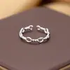 Nuevo Anillo Hueco Retorcido Minimalista de Plata de Ley 925 para Mujer, Estilo Coreano Ins Moda Personalidad Anillo Abierto Joyería para Mujer