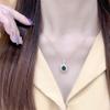 Exquisito y sencillo conjunto de collar, anillo y pendiente de tesoro de color esmeralda, ligero, de lujo, versátil, nuevo colgante de cadena de clavícula, venta al por mayor