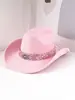Sombrero del Día de San Valentín Regalo Transfronterizo Sombrero de Vaquero con Pedrería Estilo Navideño Sombrero Cálido a Prueba de Viento Adelgazante para Citas y Sesiones de Fotos