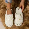 Chinelos de Pelúcia Fechados Antiderrapantes Quentinhos para Uso Doméstico, Outono e Inverno Femininos, Atacado Dropshipping Transfronteiriço