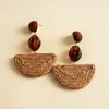 Pendientes de Corazón de Madera Color Café Transfronterizos Europeos y Americanos, Pendientes Estilo Retro Maillard, Pendientes de Diseño de Nicho para Mujer