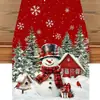 Juego de camino de mesa y manteles individuales navideños, cuadros rojos con estampado de ciervo y muñeco de nieve, decoración de tela para mesa, mantel de tela