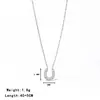 Colgante en forma de herradura U para mujer, acero de titanio, lujo ligero, simple, versátil, diseño de nicho, collar completamente de diamantes, cadena para clavícula de alta gama para mujer