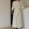 Vestido asimétrico de corbata elegante estilo francés de alta gama para mujer de Dongdaemun, Corea