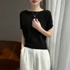 Nuevo Suéter de Punto de Manga Murciélago con Perlas Curvas Off-Shoulder Rayas Horizontales Color Sólido Ajuste Holgado Camisa Base T-Shirt Primavera/Verano 2026