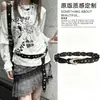 Design Estilo Ins Cinto com Rebite de Estrela de Cinco Pontas Cinto para Calças Femininas Estilo Punk Cinto com Design Circular de Retalhos Voadores