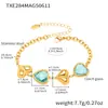 Miduoduo Corazón Romántico Francés Piedra de Cristal Checo Conjunto de Joyería Pulsera Collar Acero Inoxidable Chapado en Oro Real 18K