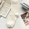 Calcetines Blancos de Media Pantorrilla para Mujer, Estilo Delgado de Principios de Otoño, Calcetines Largos con Borde Enrollado de Lunares, Estilo Ballet Coreano, Calcetines de Maternidad sin Costuras con Puño Suelto
