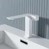 Torneira Minimalista de Cobre para Lavatório Quente e Frio, Torneira para Lavatório de Embutir na Cor Cinza Chumbo para Uso Doméstico