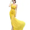 Vestido largo de estilo francés sexy transfronterizo para vacaciones, con tiras retorcidas y plisadas, escote en V y abertura, elegante y de corte ajustado