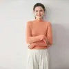 Camiseta Básica de Cuello Medio de Una Línea para Mujer, Manga Larga, Ajustada, Estilo Nuevo, Amigable con la Piel, Lista para Usar, Suéter de Punto de Cachemir para Otoño e Invierno