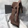 Primer Encuentro Botas Elásticas de Temporada Punta Fina Tacón Alto Botas Largas Gamuza Ajustadas Cremallera Lateral Tacón Fino Ajustadas a la Pierna Botas Hasta la Rodilla