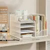 Estante de escritorio para archivos, estante multifuncional de oficina para archivos, estante de escritorio multicapa compartimentado para almacenamiento de documentos, estante organizador de libros