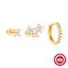 Pendientes de Estrella de Ocho Puntas de Plata de Ley S925 con Circonita, Juego de Pendientes, Pendientes Incrustados de Diamantes de Venta Caliente Transfronteriza para Mujeres, Pendientes de Año Nuevo