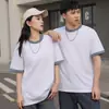 Camiseta de Manga Corta de Algodón Puro Estilo Europeo y Americano para Hombre, Nuevo Estilo 2026, Cuello Redondo, Bloques de Color, Moderna, Corte Holgado, Camiseta Estilo Japonés para Mujer, Estilo Trendy Ins