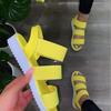 Sandalias planas y ligeras de color liso con velcro estilo romano para mujer, zapatos de comercio exterior de talla grande, para primavera y verano de 2021