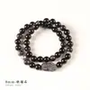 Pulsera Pixiu de Obsidiana Plateada, Pulsera de Doble Círculo de Obsidiana Negra y Obsidiana Dorada, Joyería Unisex, Diseño Original