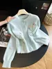 Cárdigan de punto para mujer estilo coreano, dulce, bordado, con lazo floral, otoño, holgado, casual, suave y versátil