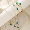 Conjunto de Joias de Trevo de Cinco Folhas Mais Vendido Transfronteiriço para Mulheres, Colar Simples de Flor da Sorte Esmaltada, Conjunto Versátil de 5 Peças com Pulseira e Brincos