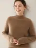 Cuello semi-alto manga raglán punto acanalado punto de cachemira capa base top mujer manga larga holgado moderno suéter cálido versátil
