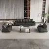 Sofá de Escritório Moderno Simples de Negócios Sala de Estar Recepção High-End Pausa para Almoço Sofá de Couro para Escritório Combinação com Mesa de Centro