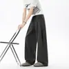 Pantalones casuales de pierna ancha con estampado de espiga estilo 'old money' transfronterizos para hombre, otoño, de alta gama, holgados, adelgazantes, con rayas verticales, de longitud hasta el suelo