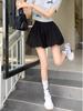Shorts Versátil Floral Estilo Coreano com Manga Bufante para Mulheres, Novo Modelo Verão 2026, Petite Calça Casual de Cintura Alta Wide-Leg Preta