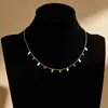 Collar Transfronterizo Nuevo de Acero de Titanio con Diamantes de Colores, Cadena para Clavícula Incrustada con Diamantes Dorados de Lujo Ligero Europeo y Americano, Cadena de Cuello Fina de Alta Gama para Mujer de Nicho