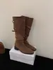 Botas de Couro de Cano Alto Estilo Coreano Dupla Utilização Plissadas Franzidas Cruzadas com Fivela para Mulheres Moda Quente Retrô Versátil Emagrecimento Acima do Joelho