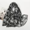 Comercio exterior transfronterizo estampado en caliente flor Lingxiao estampado de flores de ginkgo bufanda de seda hilo de seda bufanda larga para mujer