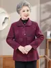 Abrigo con solapa estampada de la abuela para mujer, top elegante para madres de mediana edad y mayores, ropa de mujer estilo chino, manga larga, primavera y otoño, talla grande