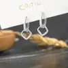 Pendientes Cuadrados Geométricos de Diamante Brillante, Pendientes de Aro Personalizados de Estilo Sencillo, Pendientes de Aro Cuadrado con Marco de Rombo de Doble Uso, Tendencia de Instagram