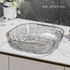 Plato de Frutas Premium con un Diseño Transparente de Lujo Ligero y Borde Dorado, Bandeja de Almacenamiento para Snacks para Sala de Estar y Recepción, Plástico, Resistente a Roturas, Patrón de Ondas de Agua, Plato para Frutas Secas