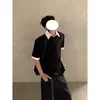 Ropa Casual Estilo Hong Kong para Hombre 2026 Verano Camiseta de Manga Corta para Hombre Simple Estilo Universitario Americano Polo Falso de Dos Piezas Holgado
