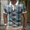 Estação Independente UE Transfronteiriça masculina novo POLO3D impressão digital casual de negócios manga curta gola lapela POLO