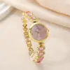 Artículo popular de comercio exterior: Reloj para Mujer con Diamantes, Pulsera Reloj de Joyería de Lujo Ligero, Elegante Pulsera de Estudiante para Mujer Completamente de Diamantes