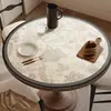 Toalha de mesa redonda estilo francês, à prova d'água e resistente a óleo, jogo americano redondo para mesa de jantar sem lavagem, protetor de mesa de centro de couro PVC resistente ao calor e isolante