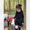 [Pronta Entrega] Outono e Inverno 2025 Novo Estilo High-End Meninas e Bebês Moda Gola de Renda com Suéter Tricotado para Crianças