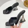 Nuevas zapatillas de comercio exterior para mujer 2024 Europa y Estados Unidos verano nuevas zapatillas de tacón alto punta cuadrada zapatillas de mujer talla grande 40-43