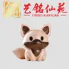 Enfeite de raposinha esculpida em madeira maciça, artesanato criativo em escultura em madeira, decoração de mesa, enfeite criativo de animal fofo